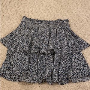 Green floral mini skirt